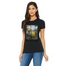 Load image into Gallery viewer, DinoEncounters Compsognathus Augmented Reality Dinosaur Women's Fitted T-shirt