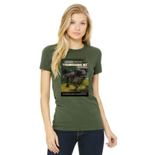 Load image into Gallery viewer, DinoEncounters T-Rex Augmented Reality Dinosaur Women&#39;s Fitted T-shirt
