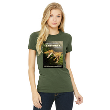 Load image into Gallery viewer, DinoEncounters Carnataurus Augmented Reality Dinosaur Women&#39;s Fitted T-shirt
