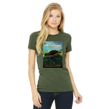 Load image into Gallery viewer, DinoEncounters Ankylosaurus Augmented Reality Dinosaur Women&#39;s Fitted T-shirt
