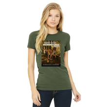Load image into Gallery viewer, DinoEncounters Deinonychus Augmented Reality Dinosaur Women's Fitted T-shirt