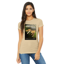 Load image into Gallery viewer, DinoEncounters Carnataurus Augmented Reality Dinosaur Women's Fitted T-shirt