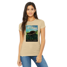 Load image into Gallery viewer, DinoEncounters Ankylosaurus Augmented Reality Dinosaur Women&#39;s Fitted T-shirt
