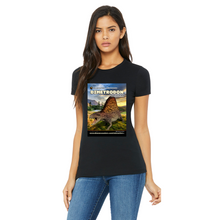Load image into Gallery viewer, DinoEncounters Dimetrodon Augmented Reality Dinosaur Women&#39;s Fitted T-shirt
