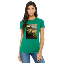 Load image into Gallery viewer, DinoEncounters Carnataurus Augmented Reality Dinosaur Women&#39;s Fitted T-shirt
