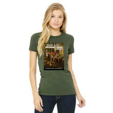 Load image into Gallery viewer, DinoEncounters Deinonychus Augmented Reality Dinosaur Women&#39;s Fitted T-shirt
